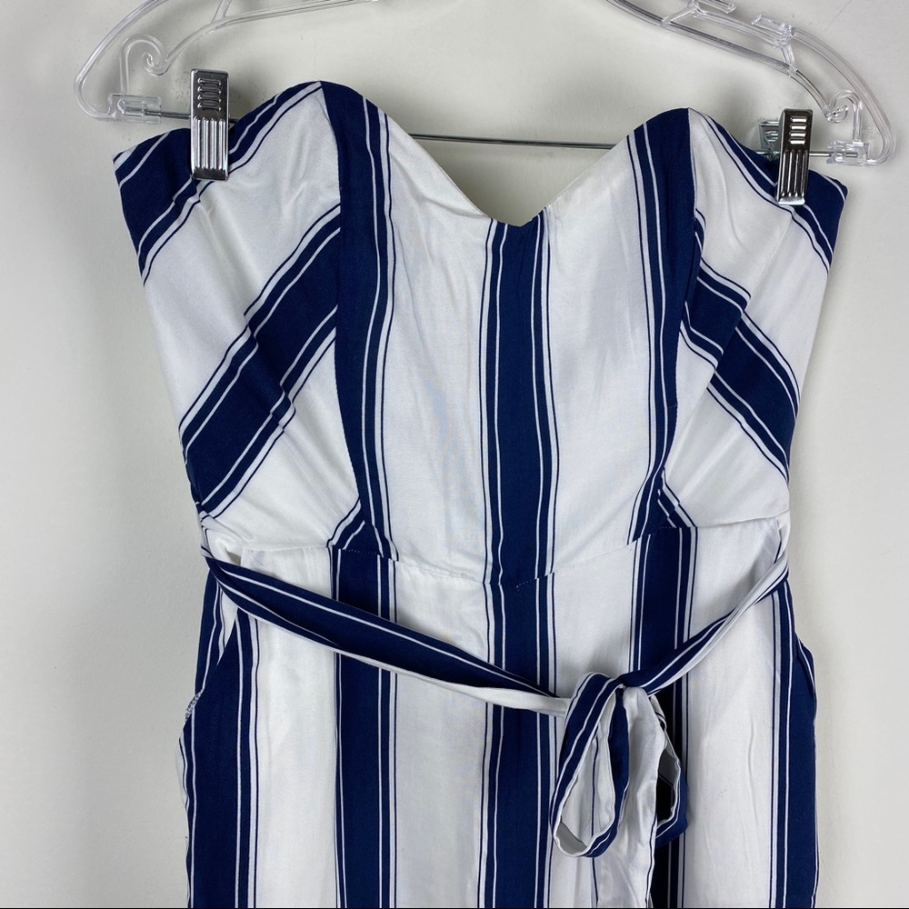 Bardot Edie Stripe Strapless Belted Jumpsuit sz 8 - Picture 3 of 8